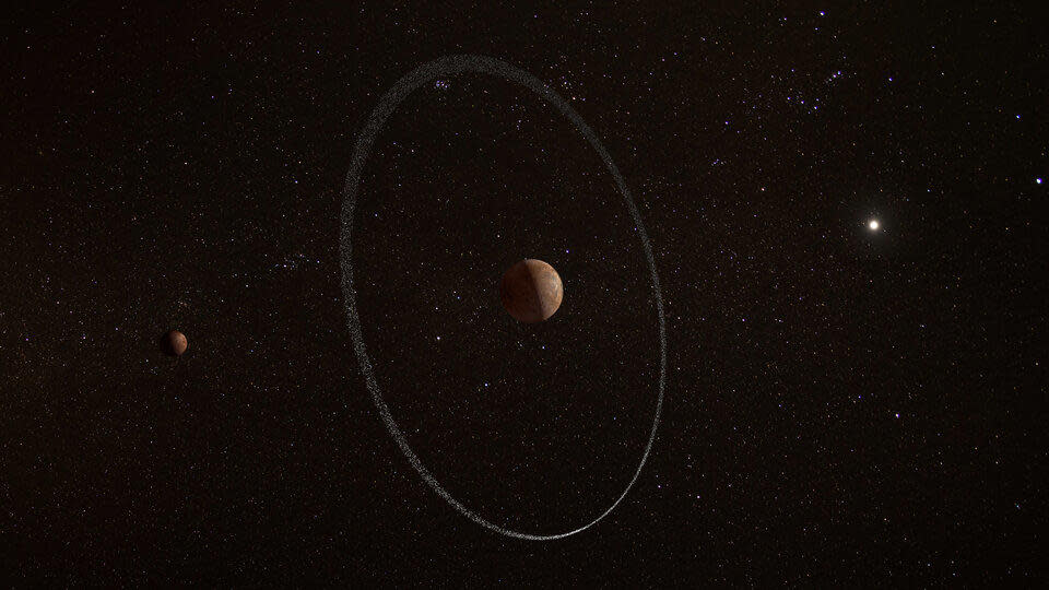 Artist impression of Quaoar and its ring. / Credit: The European Space Agency