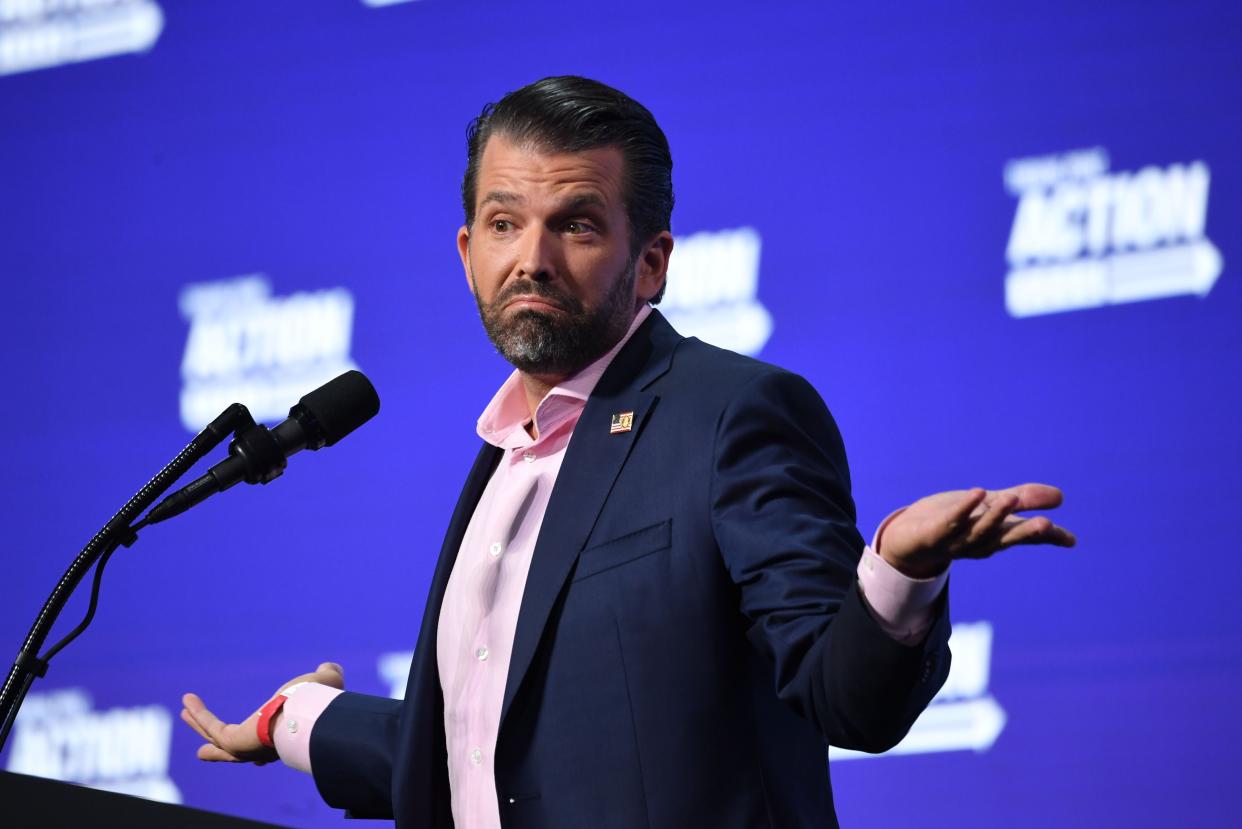 Donald Trump Jr. speaks during a Students for Trump event at the Dream City Church in Phoenix, Arizona on June 23, 2020. 