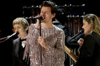 <p><a href="https://people.com/music/harry-styles-wins-album-of-the-year-at-2023-grammys/" rel="nofollow noopener" target="_blank" data-ylk="slk:Album of the year;elm:context_link;itc:0;sec:content-canvas" class="link ">Album of the year</a> recipient <a href="https://people.com/tag/harry-styles/" rel="nofollow noopener" target="_blank" data-ylk="slk:Harry Styles;elm:context_link;itc:0;sec:content-canvas" class="link ">Harry Styles</a> glittered under the Grammy lights as he sang "As It Was" on a rotating stage.</p>