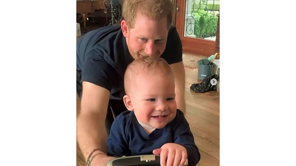 Prince Harry crawls on all fours with his son Archie in a sweet home video