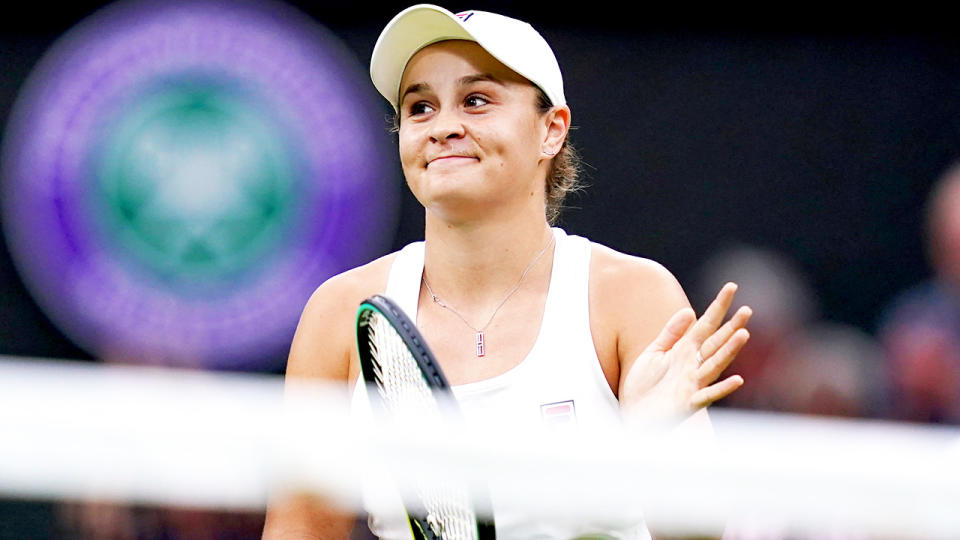 Ash Barty, pictured here after her win over Ajla Tomljanovic in the Wimbledon quarter-finals.