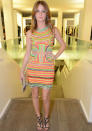 Celebrities in neon fashion: Millie Mackintosh looked stylish in a <a href="http://uk.lifestyle.yahoo.com/photos/celebrity-fashion-stripes-pictures-slideshow/" data-ylk="slk:striped;elm:context_link;itc:0;sec:content-canvas;outcm:mb_qualified_link;_E:mb_qualified_link;ct:story;" class="link  yahoo-link">striped</a> frock.<br><br>[Rex]