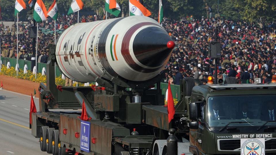 An Agni-V is displayed during a parade in New Delhi, India, on Jan. 26, 2013. (Raveendran/AFP via Getty Images)