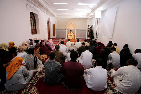 Students attend religion courses in a mosque at Mohammed VI Institute for training Imams in Rabat, Morocco April 16, 2019. REUTERS/Youssef Boudlal