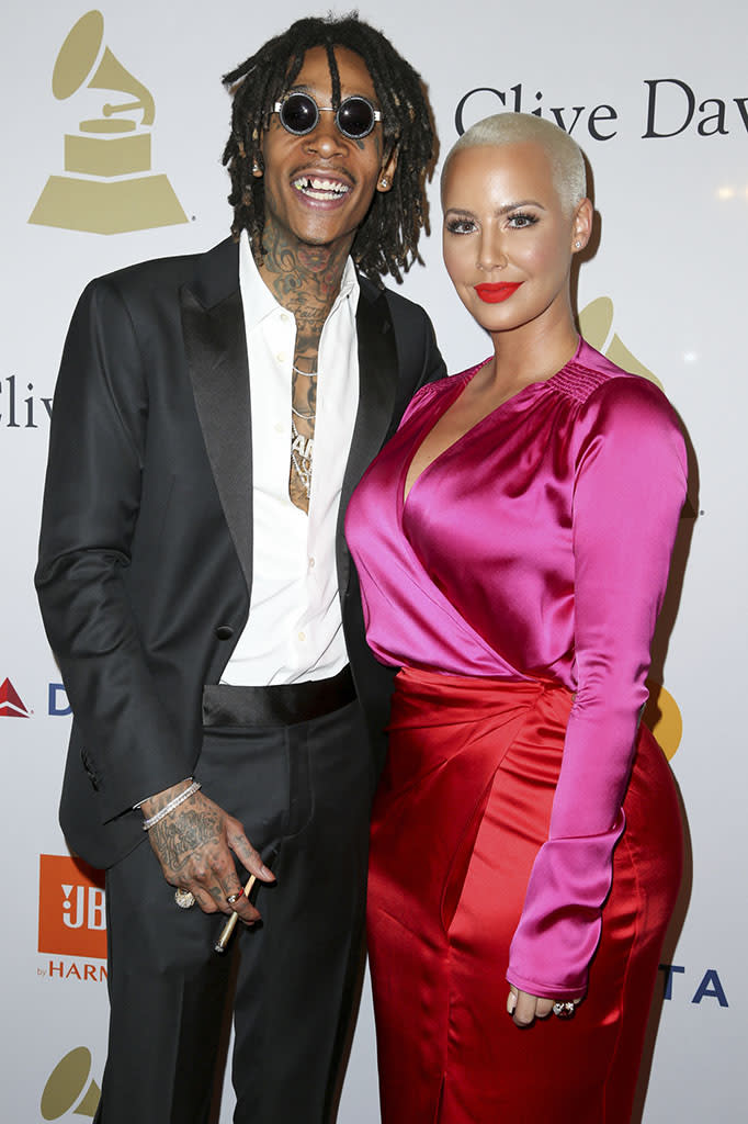 Wiz Khalifa and Amber Rose were very close at a pre-Grammy gala on Feb. 11, 2017. (Photo: Rich Fury/Invision/AP)