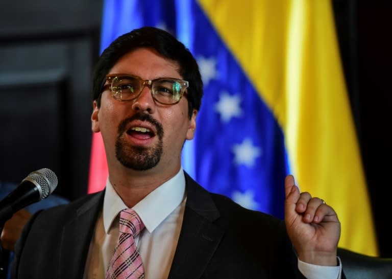 The vice-president of Venezuela's opposition-controlled National Assembly, Freddy Guevara, speaks in Caracas, on July 23, 2017