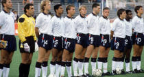 <p>England’s starting 11 against Germany in the World Cup on July 4, 1990. </p>