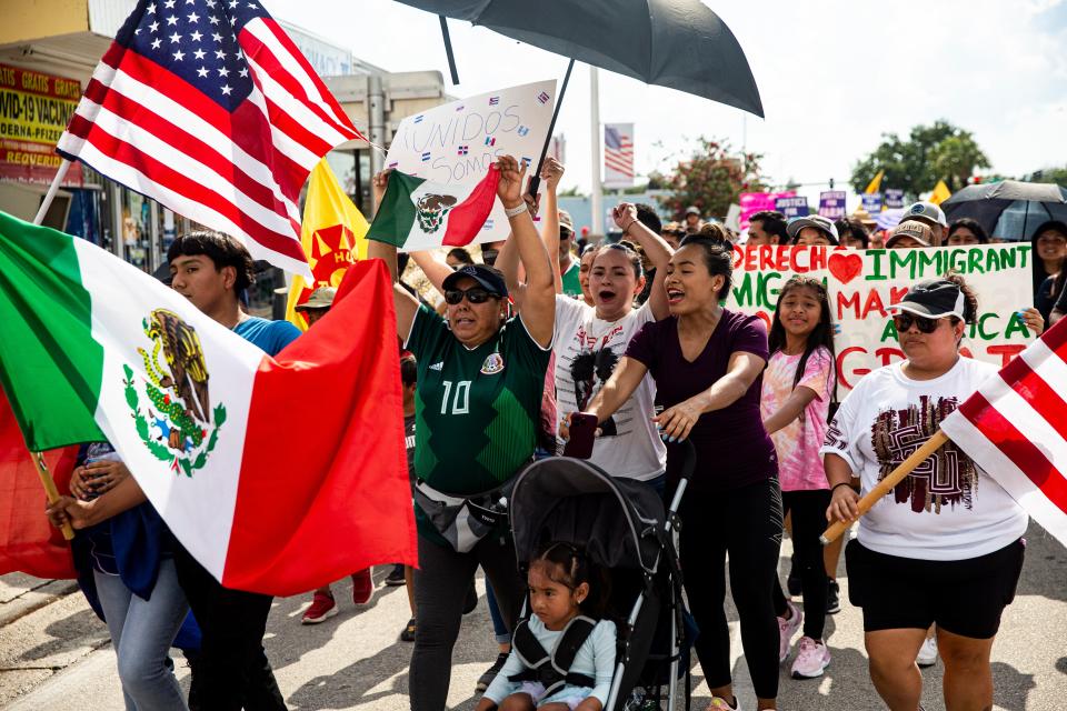 Hundreds gathered in Immokalee, Florida on Thursday, June 1, 2023, to protest Florida SB 1718. It was part of protests statewide. The protest featured a march along with speakers.