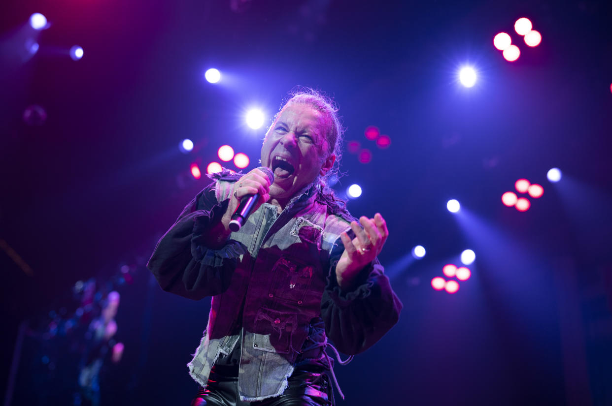 SAINT PAUL, MN - AUGUST 26: Bruce Dickinson of Iron Maiden performs during the Legacy of the Beast tour at Xcel Energy Center in Saint Paul, Minnesota. (Photo: Jeff Wheeler/Star Tribune via Getty Images)                        