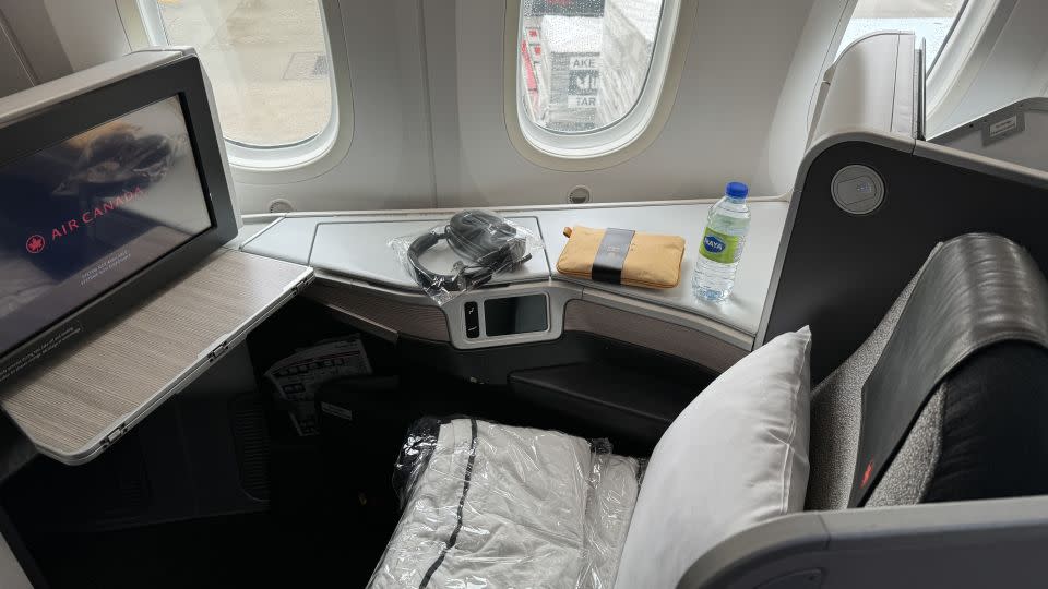 An Air Canada long-haul business-class seat - Kyle Olsen/CNN Underscored