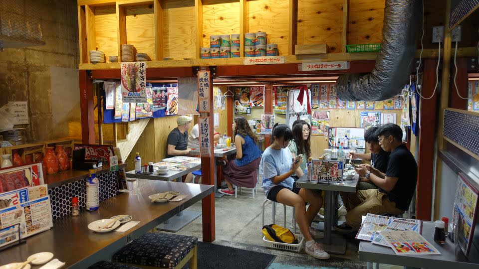 Tsukiji Uoba Tokyo's tiny Tsukiji Jogai sells lobster-topped ramen to big-spending tourists.  - Rinka Tonsho/CNN