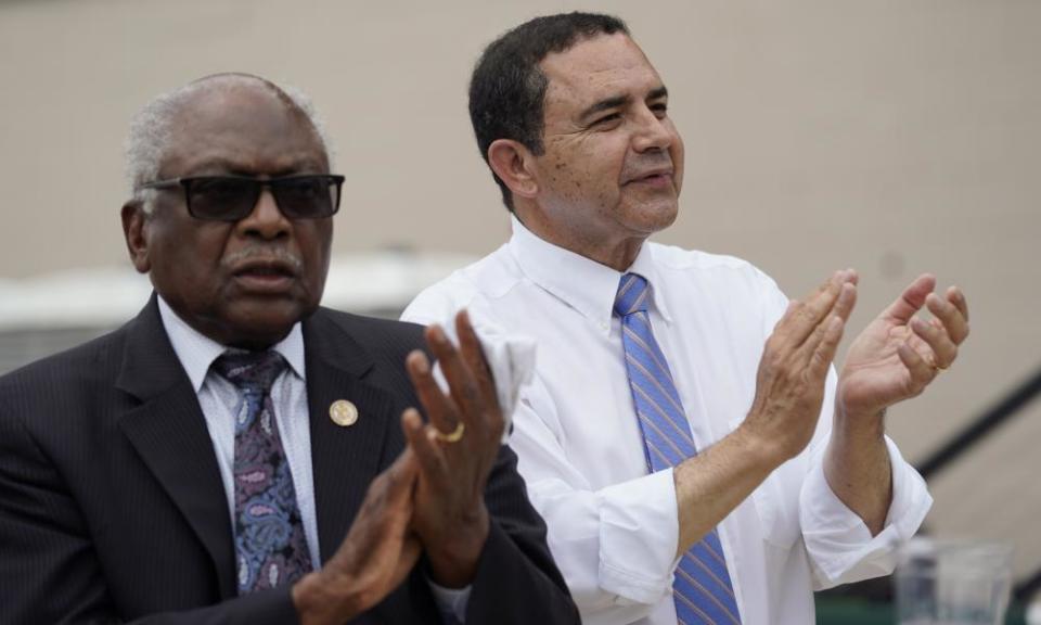 The House majority whip, Jim Clyburn, with Cuellar at a campaign event in San Antonio on 4 May.