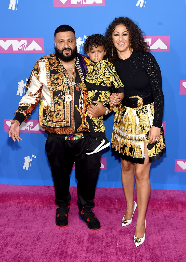 <p>DJ Khaled, Asahd Khaled, and Nicole Tuck attend the 2018 MTV Video Music Awards at Radio City Music Hall on August 20, 2018 in New York City. (Photo: Jamie McCarthy/Getty Images) </p>