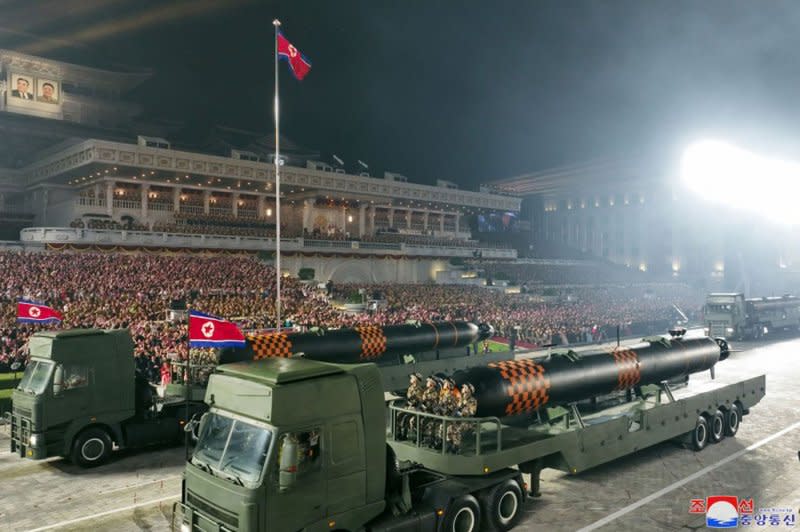 Thursday’s military parade in Pyongyang was adorned with major weaponry and hardware, including the Hwasong-17 and solid-fuel Hwasong-18 ICBMs, nuclear-capable missiles that analysts believe can reach the entire continental United States. Photo by the Korean Central News Agency