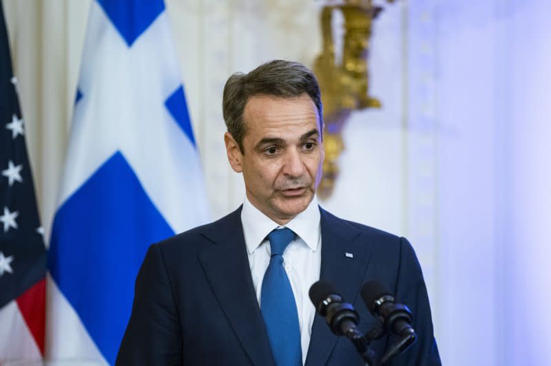 Greek Prime Minister Kyriakos Mitsotakis went on British television Wednesday to try to win over Britons, among whom the Greek islands are one of the most popular holiday destinations, after devastating wildfires on Rhodes last month that saw 20,000 have their trips abruptly ended when they had to be evacuated. File Photo by Al Drago/UPI