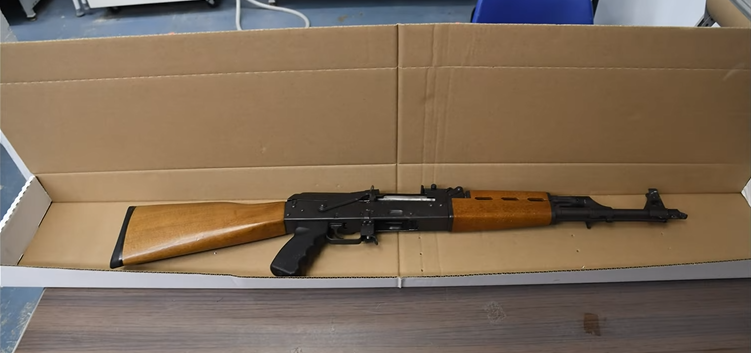 The Jacksonville Sheriff's Office said this AK-47 was found in Jeffrey Alan Martin's trunk after he was killed by police and another officer was wounded on April 18 outside Baptist Medical Center South.