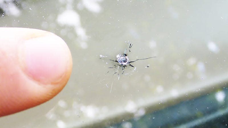 A chip in a windshield