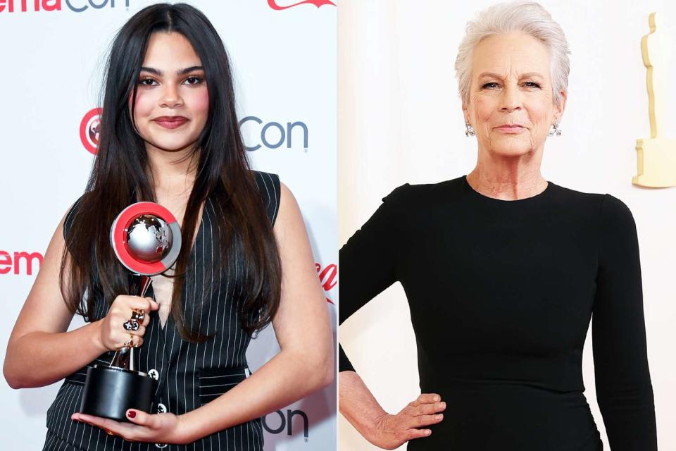 <p>Mindy Small/FilmMagic; Arturo Holmes/Getty</p> (Left-right:) Ariana Greenblatt on April 11; Jamie Lee Curtis on March 10