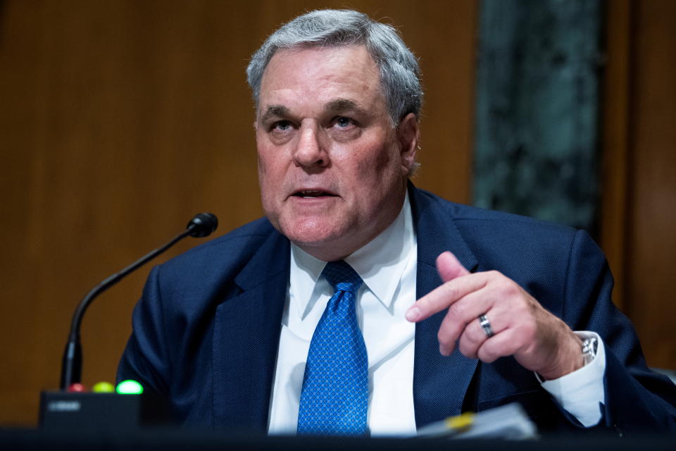 Charles P. Rettig, commissioner of the Internal Revenue Service, testifies during the Senate Finance Committee hearing titled The IRS Fiscal Year 2022 Budget, in Dirksen Senate Office Building in Washington, D.C., U.S., June 8, 2021. Tom Williams/Pool via REUTERS