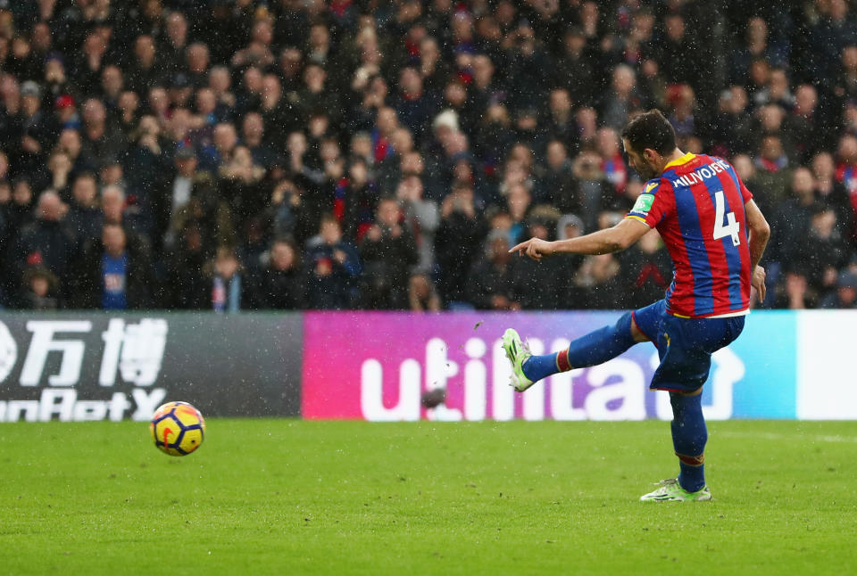 Milivojevic missed from the spot for the first time in a Crystal Palace shirt