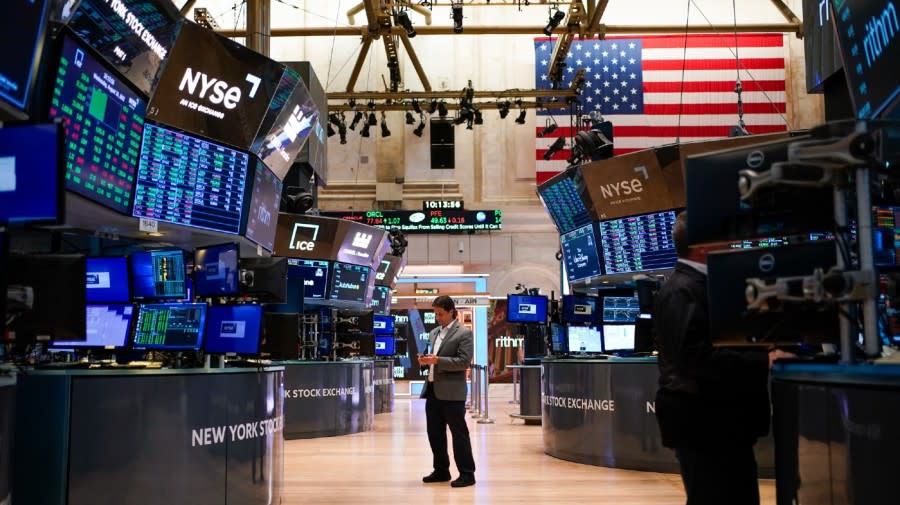 <em><sub>Traders work on the floor at the New York Stock Exchange in New York, Aug. 10, 2022. (AP Photo/Seth Wenig, file)</sub></em>