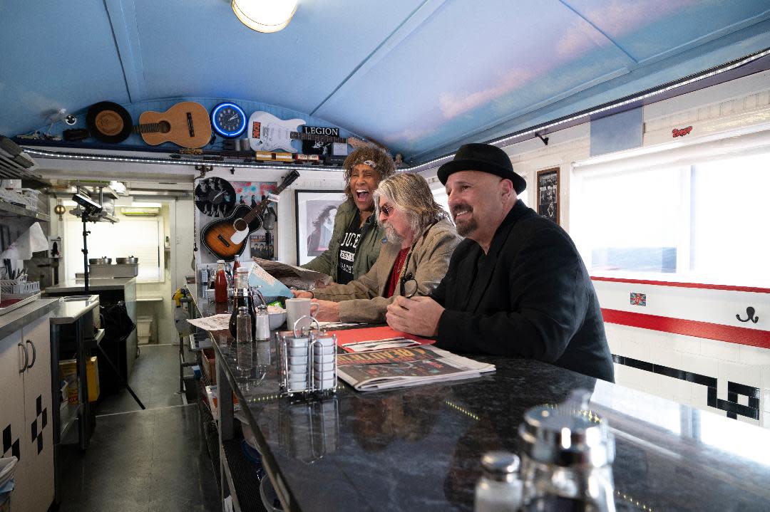 Jon Butcher, from left, Allen Estes and Sal Baglio will get together Saturday night at the Spire Center in Plymouth for an evening of their music.