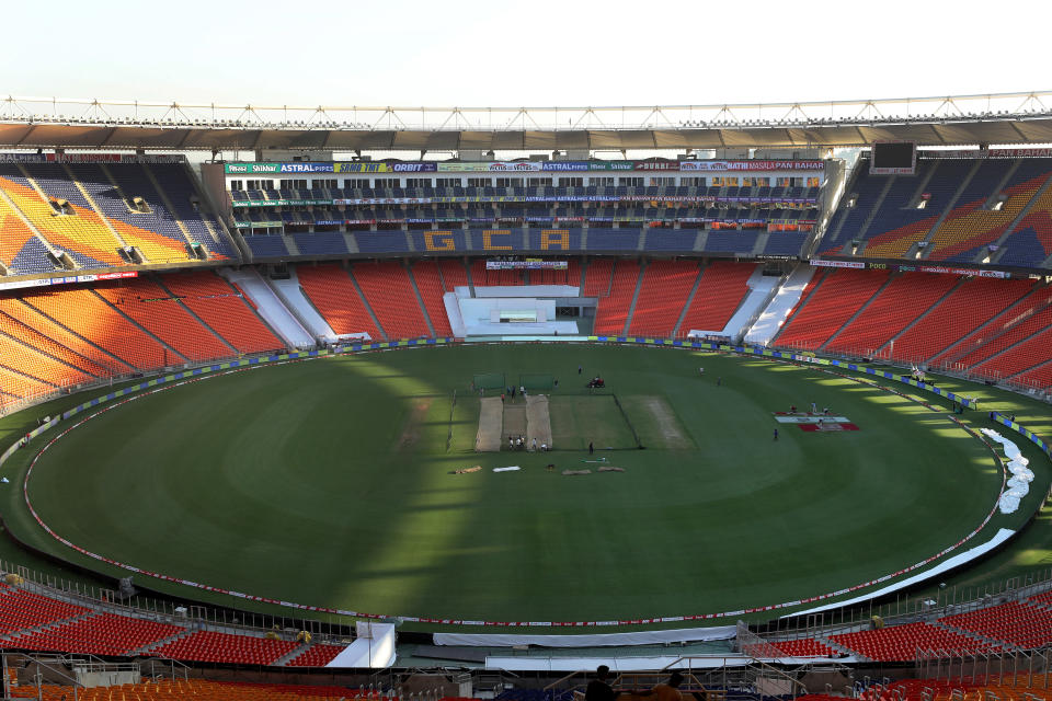 AHMEDABAD, INDIA - MARCH 03: General view of Narendra Modi Stadium during a Nets Session on March 03, 2021 in Ahmedabad, India. (Photo by Surjeet Yadav/Getty Images)