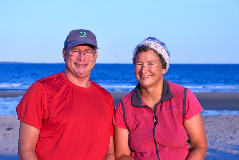 Bob Fernald and Betsy Sandberg, are organizing the Save Our Shores event, where swimmers will go from the Isles of Shoals to Rye Beach. Sandberg will also swim in the event.