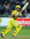 Chennai Super Kings batsman Suresh Raina looks back after playing a shot during the IPL Twenty20 cricket match between Pune Warriors India and Chennai Super Kings at The Subrata Roy Sahara Stadium in Pune on April 14, 2012. RESTRICTED TO EDITORIAL USE. MOBILE USE WITHIN NEWS PACKAGE AFP PHOTO/Indranil MUKHERJEE (Photo credit should read INDRANIL MUKHERJEE/AFP/Getty Images)