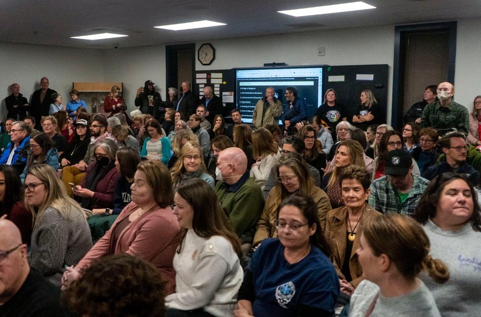 A packed room for the Central Bucks School District Board re-org in Doylestown on Monday, Dec. 4, 2023.

[Daniella Heminghaus | Bucks County Courier Times]