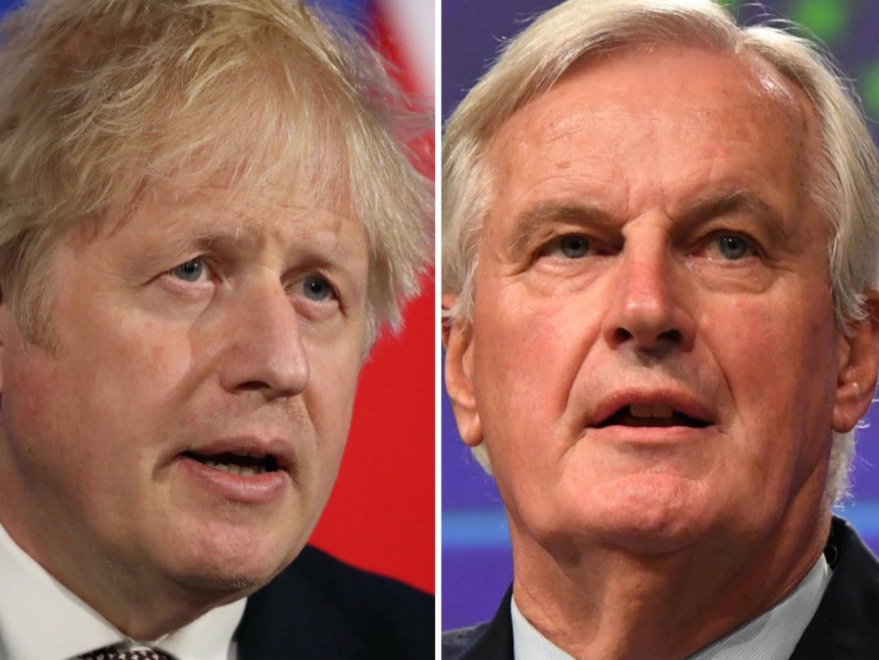 Boris Johnson and Michel Barnier (PA)