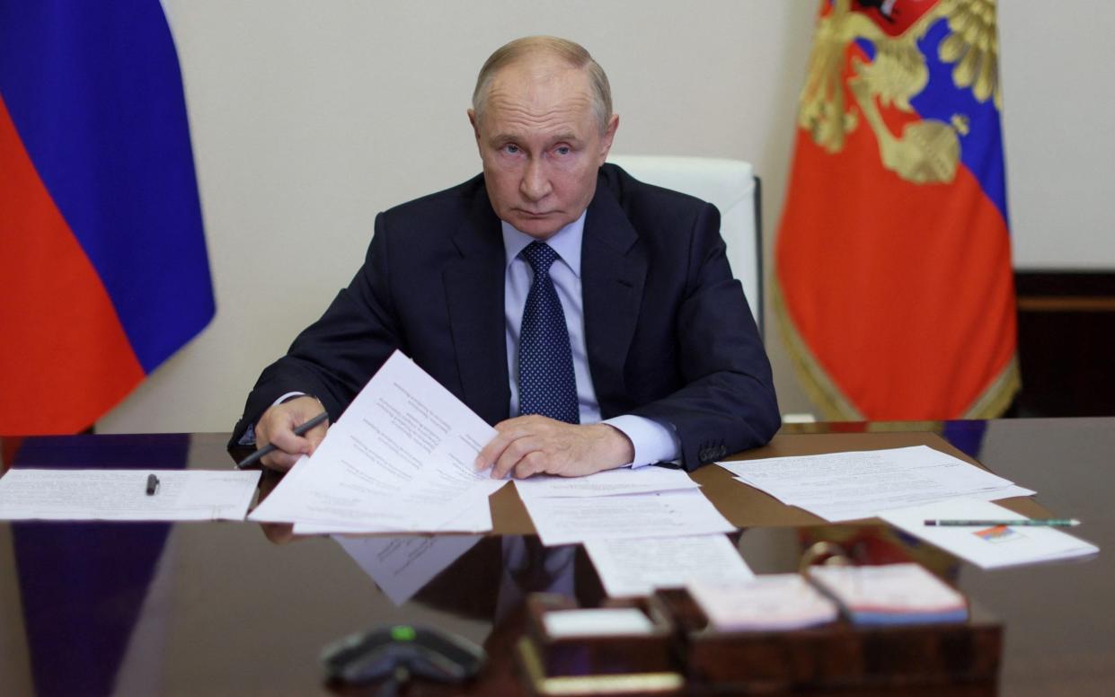 Vladimir Putin chairs a meeting on situation in Belgorod, Kursk and Bryansk following Ukraine's invasion