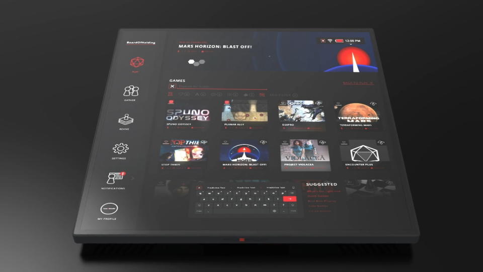 The Last Gameboard's interface, showing games available to play on the tablet's surface.