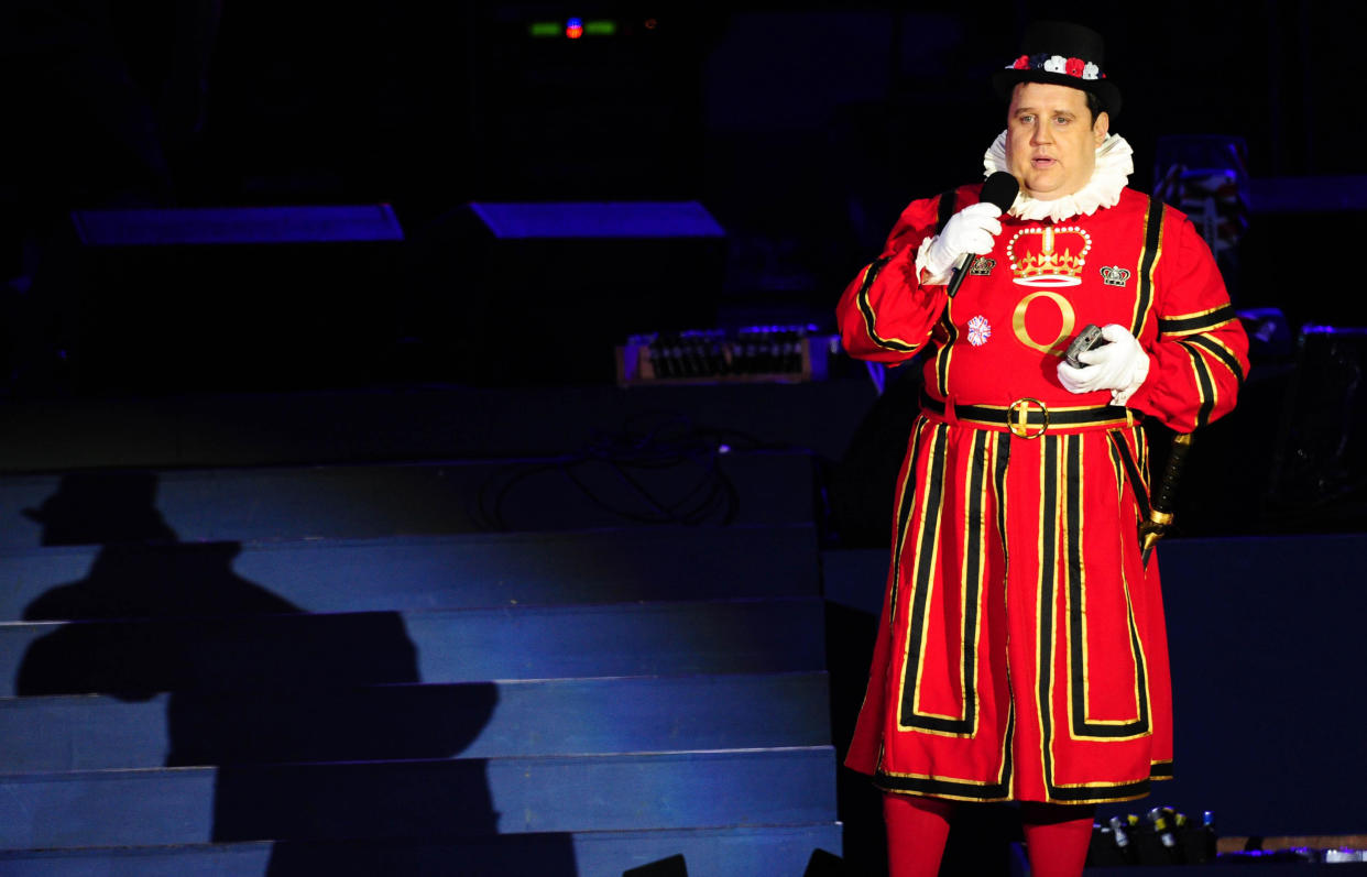 Peter Kay on stage outside Buckingham Palace during the Diamond Jubilee Concert.