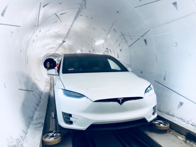 Tesla in Boring Company tunnel