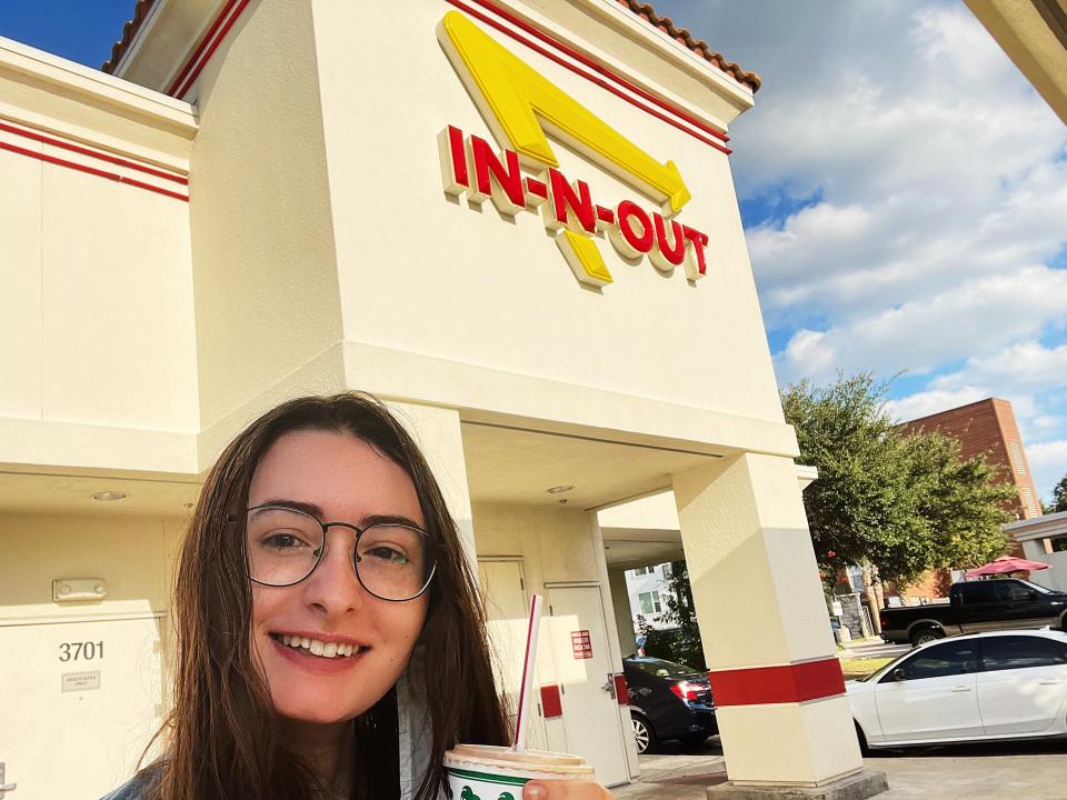 the author standing out in n out