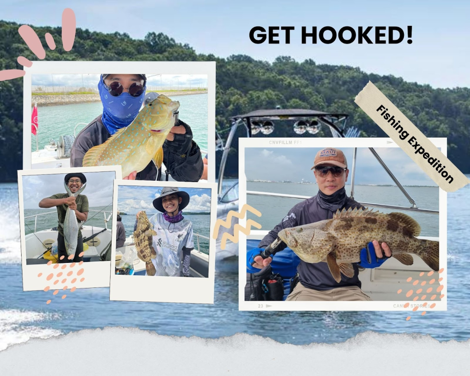 4 different people holding to big fishes onboard the Private Boat Experience