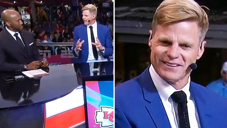 Nick Riewoldt, pictured here in an appearance on ESPN's pre-game coverage of the Super Bowl.