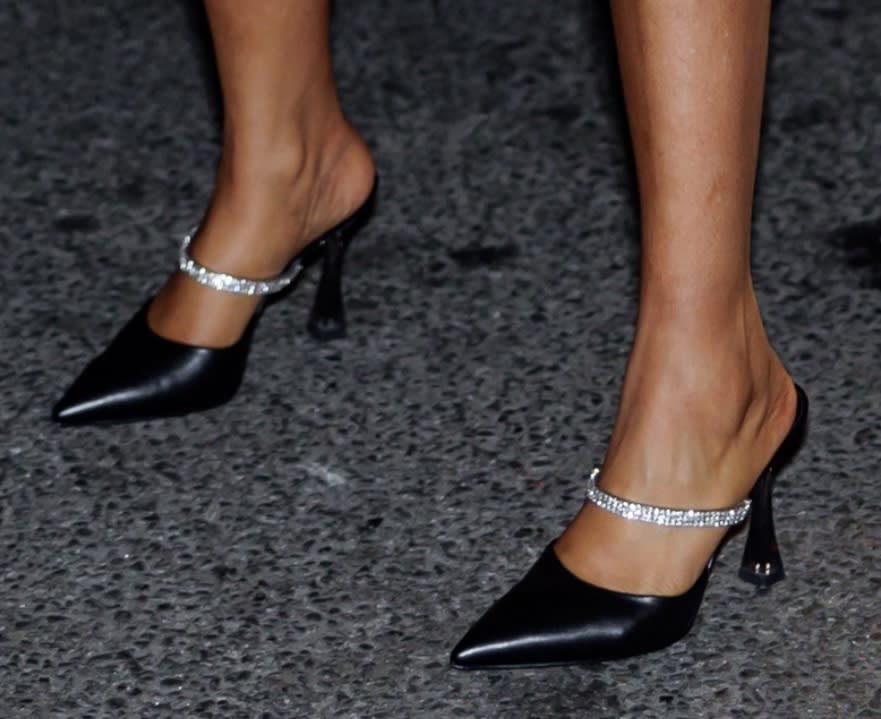 A closer look at the Charles and Keith Pointed-Toe mules worn by Taraji P. Henson in New York City