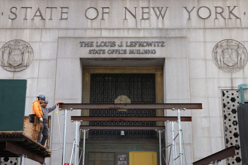 New York Courthouse at 80 Centre Street where Manhattan District Attorney Alvin Bragg continues his investigation into former U.S. President Donald Trump in Manhattan, New York City