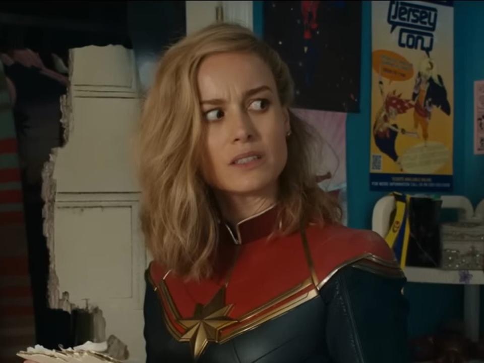 Brie Larson in Kamala Khan’s bedroom in the trailer for ‘The Marvels' (Marvel Studios)