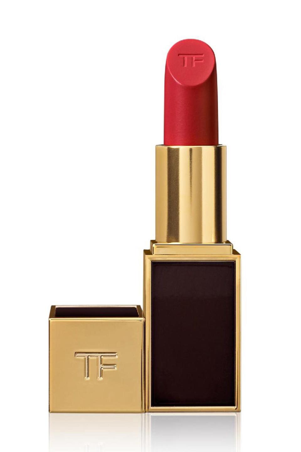 <p>Luxury lip color comes with a price tag, but it’s worth it. <a href="http://www.tomford.com/lip-color-matte/T1LP.html?dwvar_T1LP_color=FLAME#start=5" rel="nofollow noopener" target="_blank" data-ylk="slk:Tom Ford Lipstick;elm:context_link;itc:0;sec:content-canvas" class="link ">Tom Ford Lipstick</a> ($52)<br><br></p>