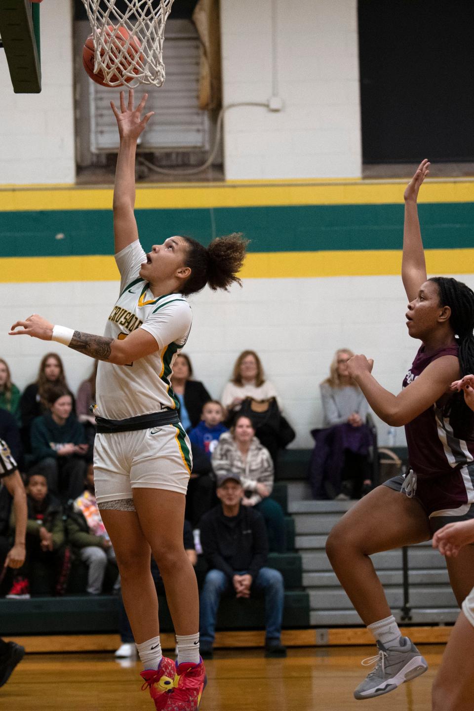 Lansdale Catholic senior Jaida Helm shoots against Bonner and Prendergast Catholic at Lansdale Catholic High School on Tuesday, Jan. 10, 2023.