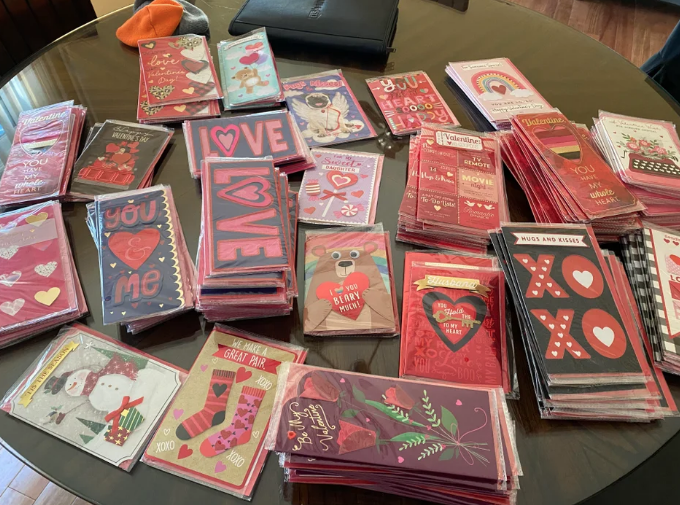 An assortment of Valentine's Day cards