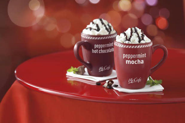 <div class="caption-credit"> Photo by: Credit: PR NEWSWIRE/ Newscom</div><br> <b>Best Drink at McDonald's: McCafé Peppermint Mocha</b> <br> There is hope after all: the killer drinks at Starbucks and Dunkin' Donuts are surprisingly better for you than its egg nog shake/ partner-in-crime. A small McCafé Peppermint Mocha is 300 calories - but you should know that includes 12 grams of fat (a cheeseburger at McD's has the same amount of fat.) If you go for a small nonfat peppermint mocha with no whipped cream and no chocolate drizzle, you'll cut back to 160 calories and only ½ gram of fat. <br>