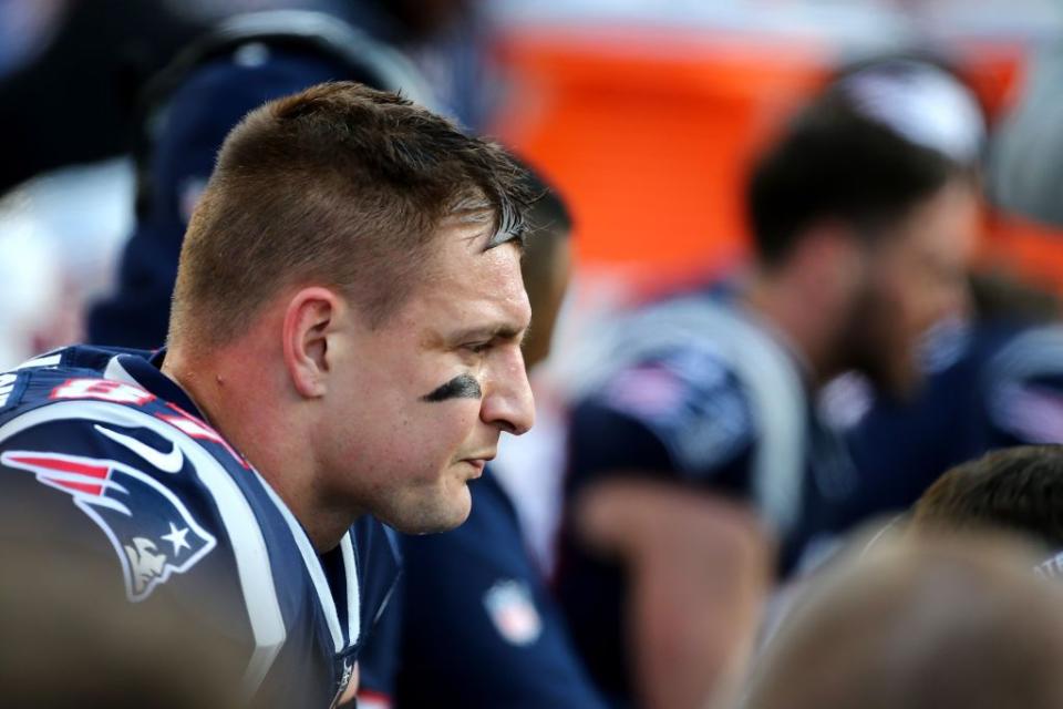 Oddsmakers are betting that Rob Gronkowski will clear concussion protocol in time for the Super Bowl. (Getty)