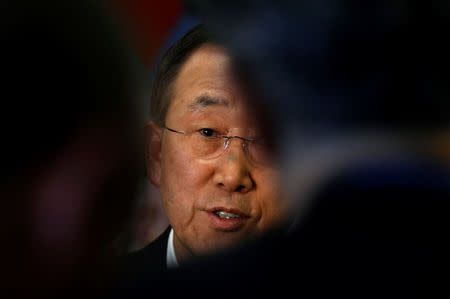FILE PHOTO - United Nations Secretary General Ban Ki-Moon is seen during an interview with Reuters at U.N. headquarters in New York, September 14, 2010. REUTERS/Mike Segar/File Photo