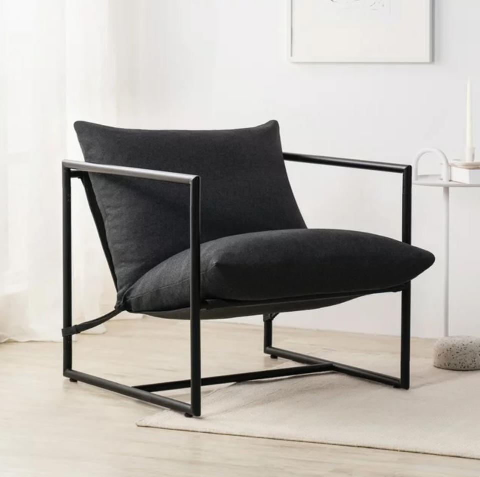 Gray and black accent chair