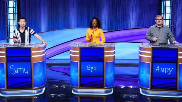 Celebrity Jeopardy! contestants Simu Liu, Ego Nwodim and Andy Richter<p>ABC</p>