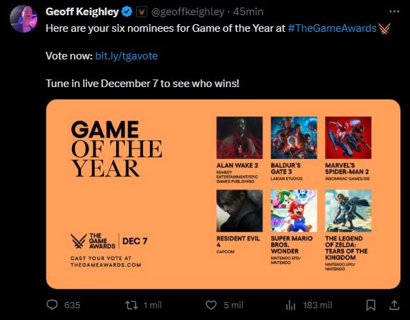 Game Awards 2022: revisa cómo votar por los nominados a mejor videojuego  del año, Ciencia y Tecnología